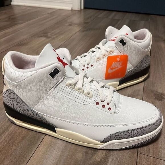 NIKE AIR JORDAN 3 RETRO REIMAGINED SIZE 17 WHITE CEMENT NWOB DN3707-100 SHOES DS - Picture 2 of 9